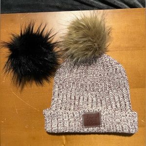 Love Your Melon-Red speckled cuffed hat with pom